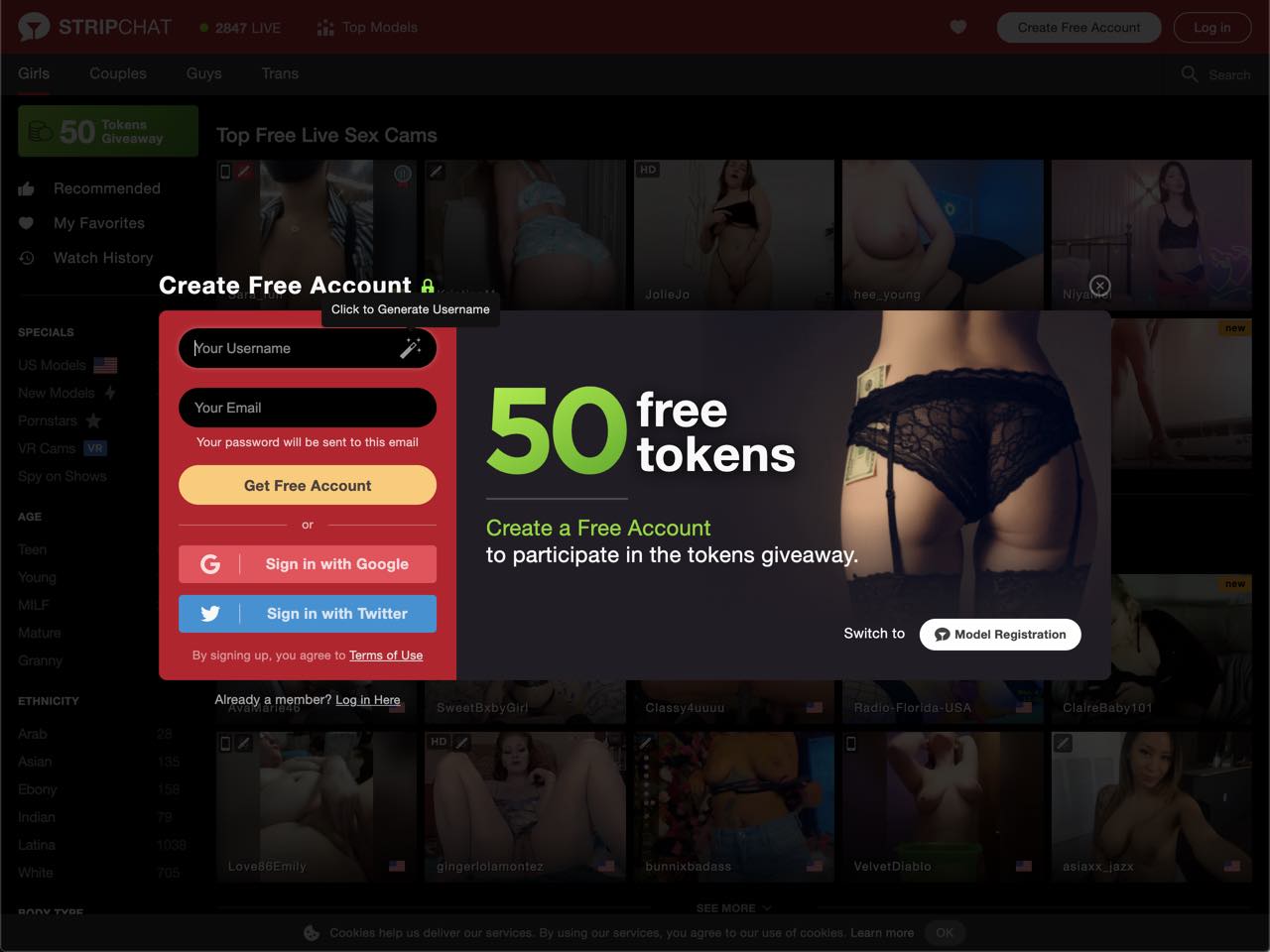 50 free tokens
